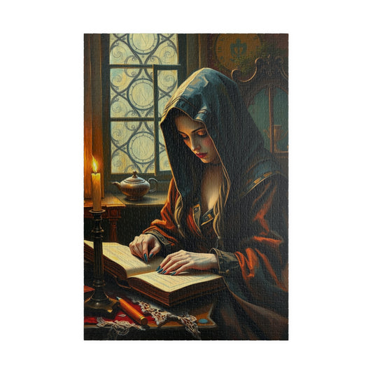 Mystical Gothic Art Puzzle, 110-1014 Piece Study Room Scene, Jigsaw Game for Relaxation, Ideal Gift for Puzzle Lovers, Entertaining Pastime 1014 pcs (Vertical) Puzzle The Puzzle Chest