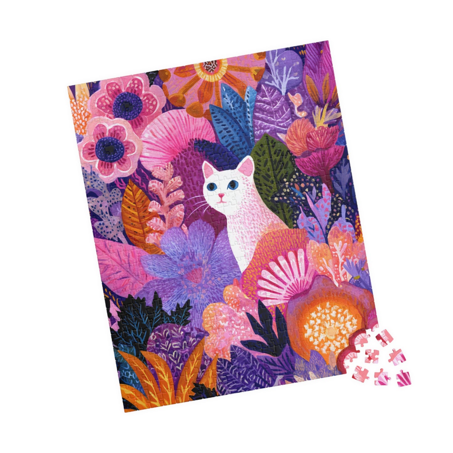 Garden Cat Jigsaw Puzzle - Vibrant Floral Fantasy Inspired by Matisse, Nature Art Jigsaw Puzzle for Cat and Art Lovers 520 pcs (Vertical) Puzzle The Puzzle Chest