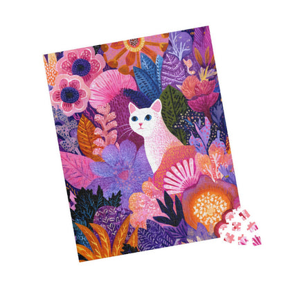 Garden Cat Jigsaw Puzzle - Vibrant Floral Fantasy Inspired by Matisse, Nature Art Jigsaw Puzzle for Cat and Art Lovers 520 pcs (Vertical) Puzzle The Puzzle Chest
