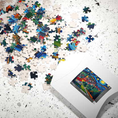 Beautiful Starry Night Village Jigsaw Puzzle Puzzle The Puzzle Chest