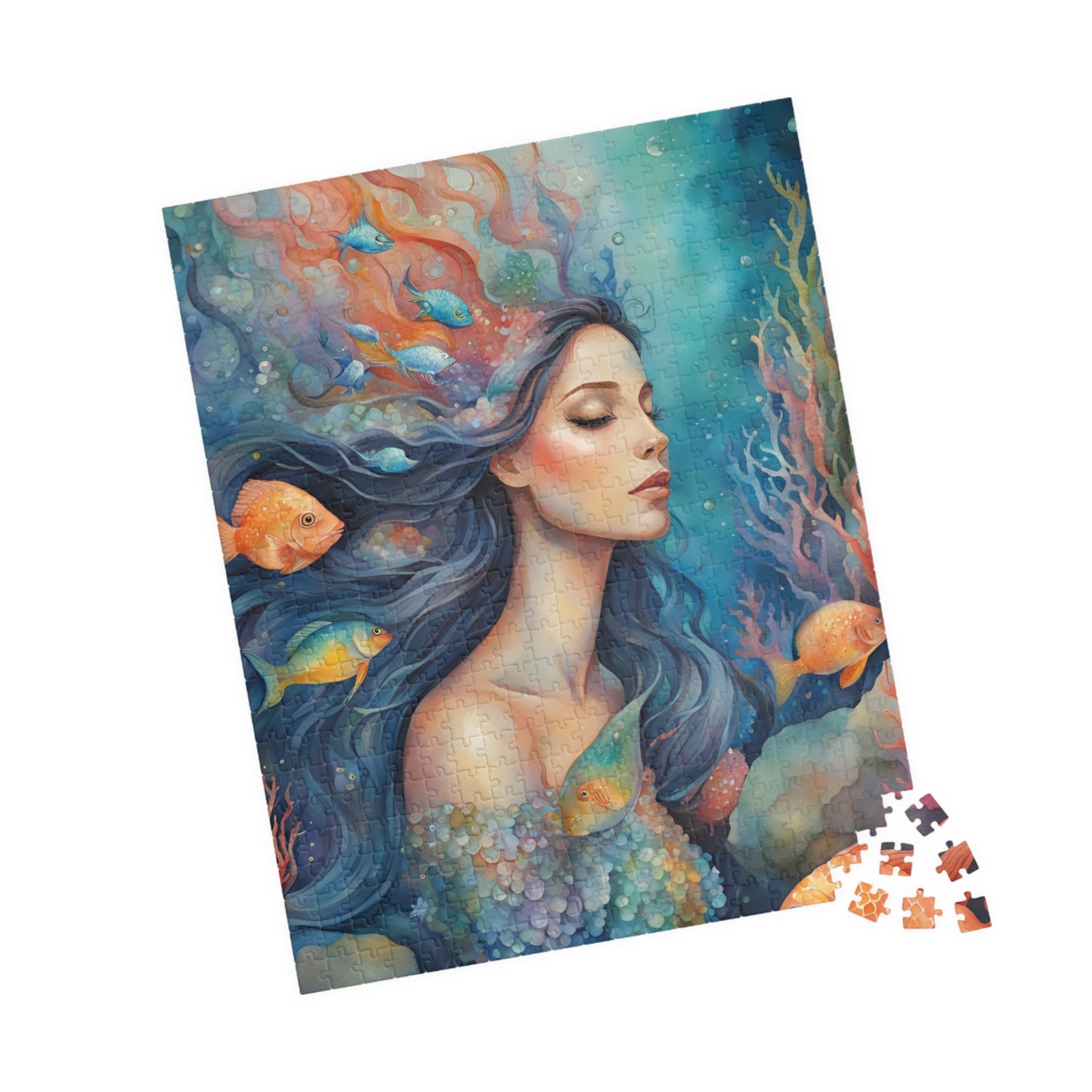 Mermaid Close-Up Jigsaw Puzzle, Serene Underwater Ocean Scene, Mindful Escape, Quiet Leisure Activity, Enthusiast Hobbyist Best Unique Gift