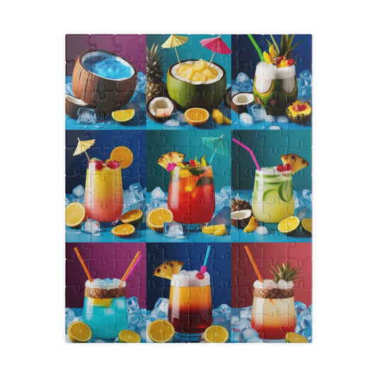 Tropical Drink Collage Puzzle, Relaxing Jigsaw Game for Adults, Solo Fun Quiet Leisure Activity, Colorful Cocktails Gift for Puzzle Lovers 110 pcs (Vertical) Puzzle The Puzzle Chest