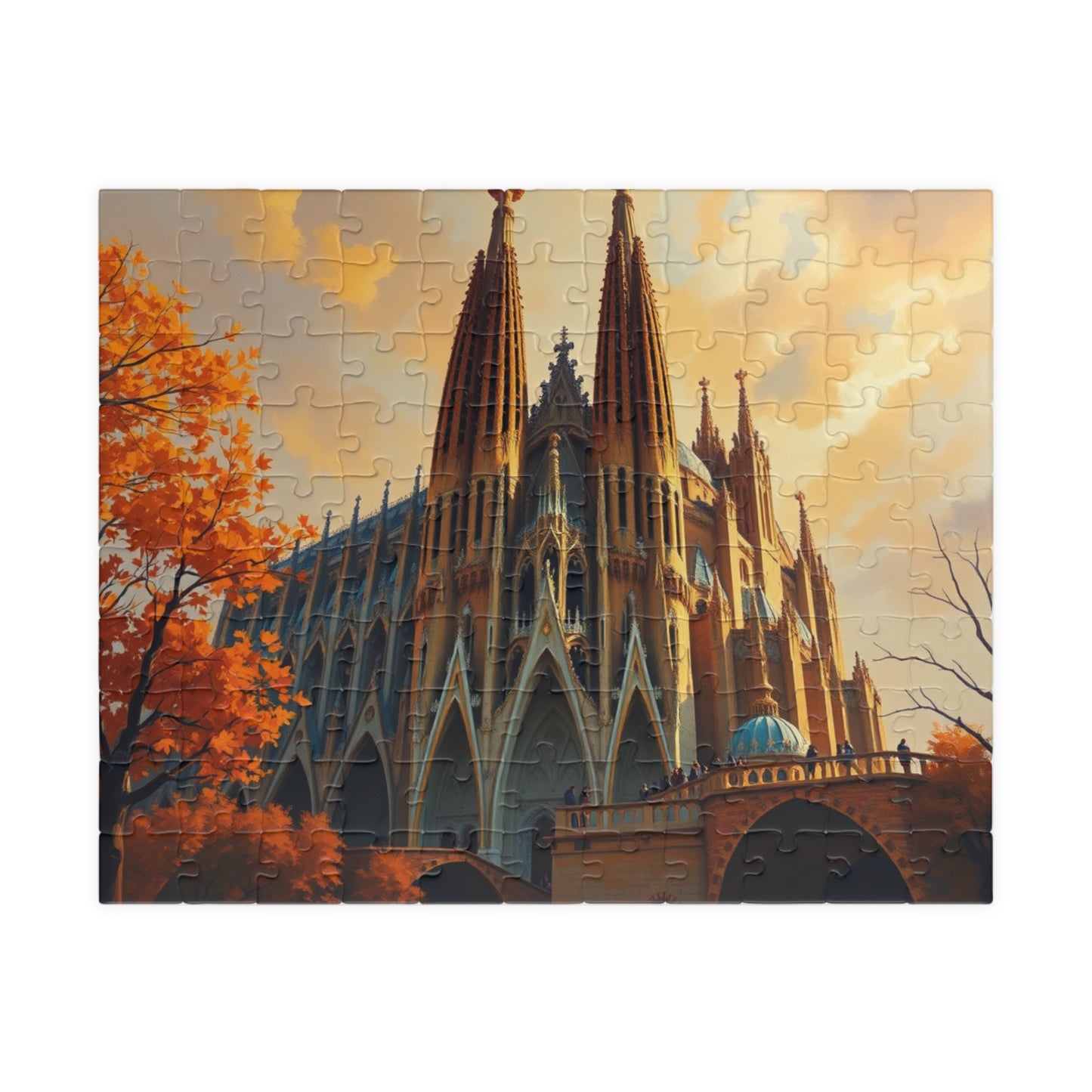 Autunm Sagrada Familia Puzzle, Famous Landmark Iconic Barcelona Church, Travel-inspired Jigsaw, Architecture Lover Gift, Mindful Activity 110 pcs (Horizontal) Puzzle The Puzzle Chest