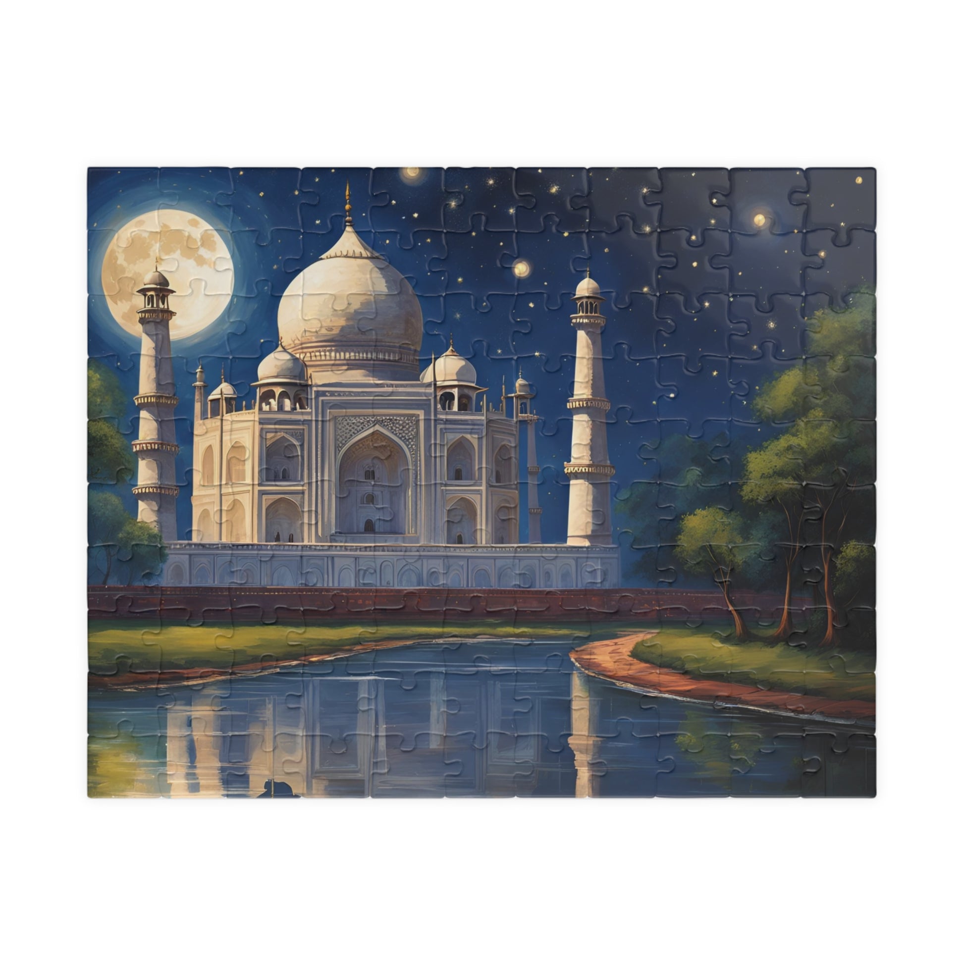 Taj Mahal Night Scene Jigsaw Puzzle, Starry Sky Iconic Landmark Tabletop Game, Family Entertainment Quiet Time Activity, Hobby Puzzle Lover 110 pcs (Horizontal) Puzzle The Puzzle Chest