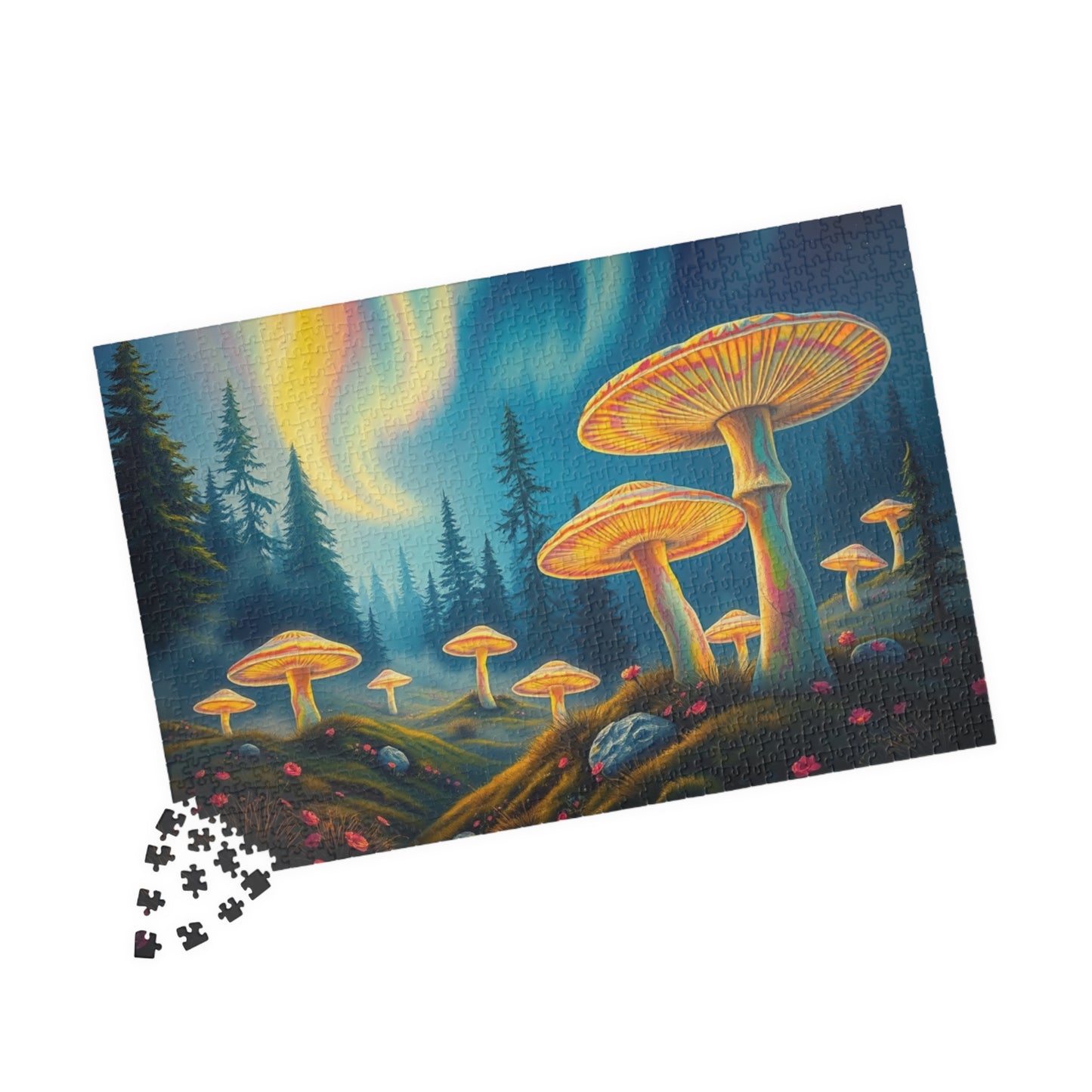 Enchanted Mushroom Puzzle with Aurora Borealis Design - Perfect Gift for Nature Lovers, Family Game Night, and Relaxation Puzzle The Puzzle Chest