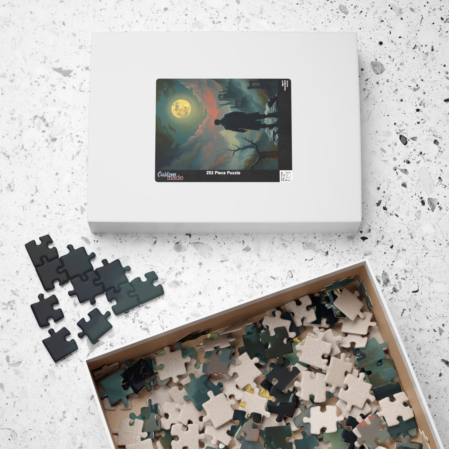Mystical Moonlight Puzzle, Lone Traveler Overlooking Valley of Ruins, Gothic Art Jigsaw Game, Puzzle Lover Gift, Family Activity Solo Fun Puzzle The Puzzle Chest