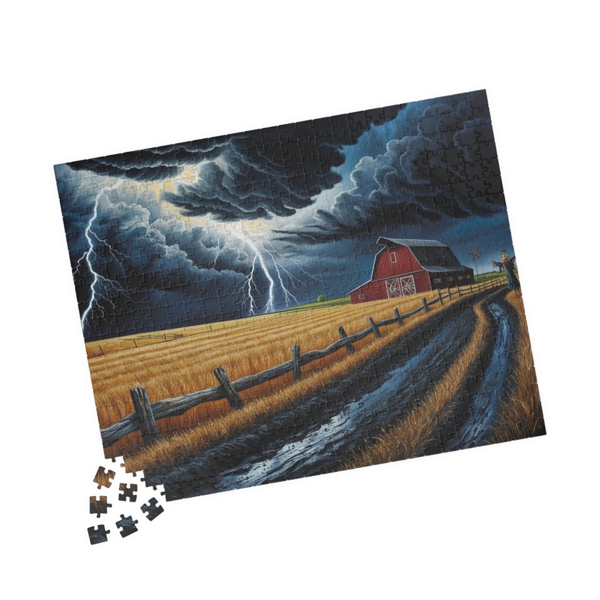 Stormy Barn Scene Puzzle | Relaxing Home Activity, Farmhouse Decor, Family Game Night, Nature Lover Gift, Rainy Day Fun Puzzle The Puzzle Chest