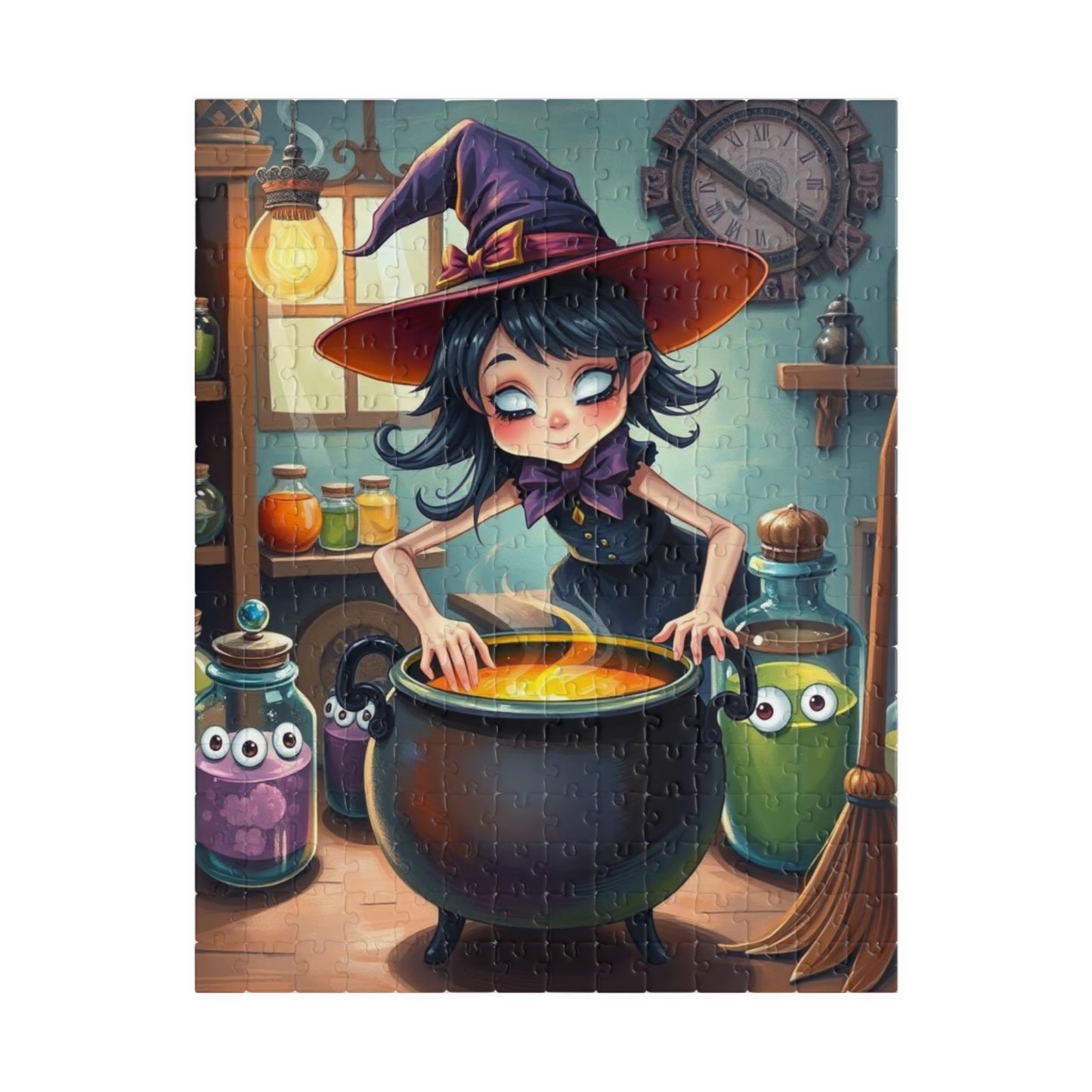 Whimsical Witch Puzzle, Halloween Jigsaw Game Perfect Gift for Puzzle Lovers, Family Game Night, Creative Challenge, Fun Seasonal Activity