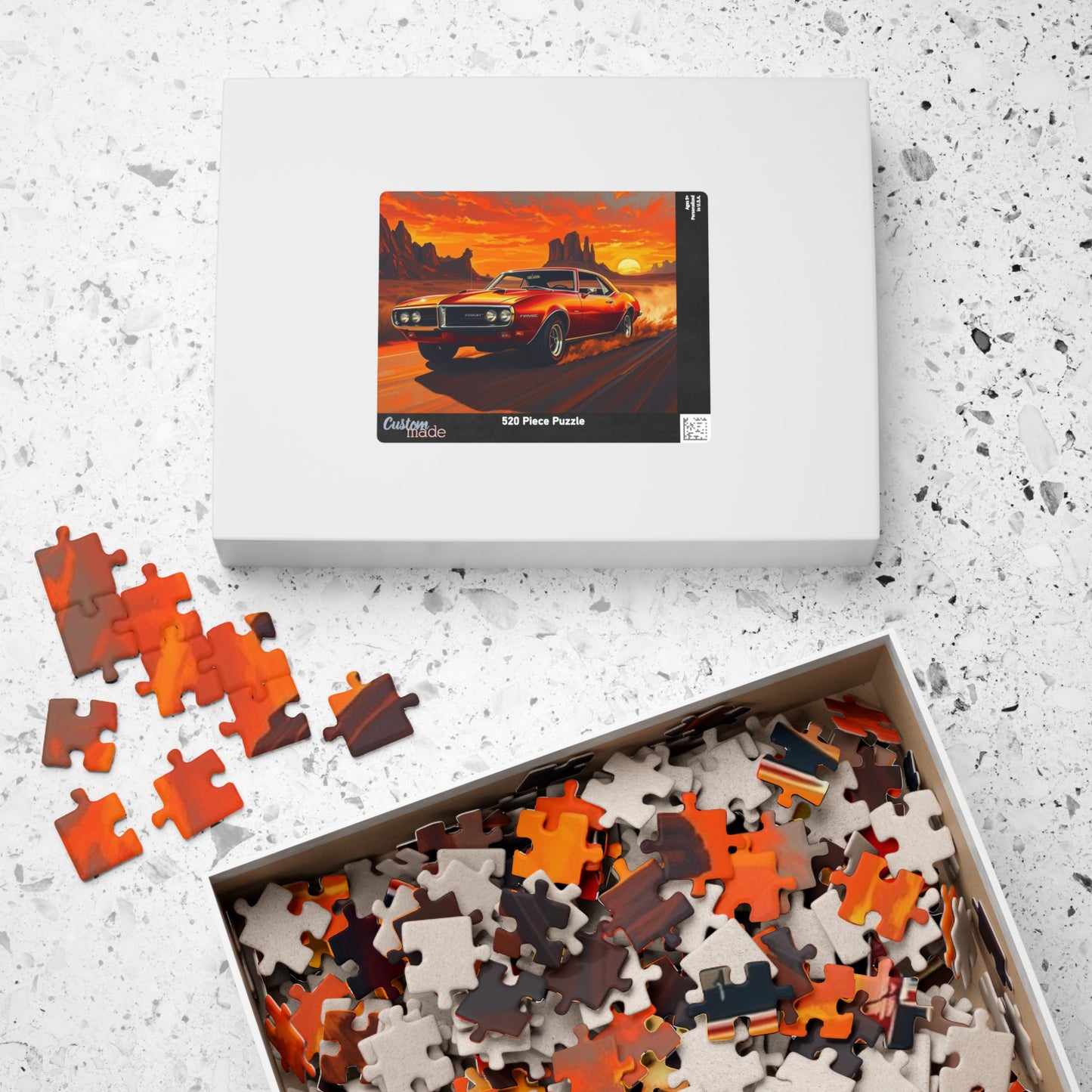 Vintage Muscle Car Jigsaw Puzzle, Classic Red 1967 Pontiac Firebird, Iconic Vehicle in the Desert Scene, Classic Car Enthusiast Gift for Him Puzzle The Puzzle Chest