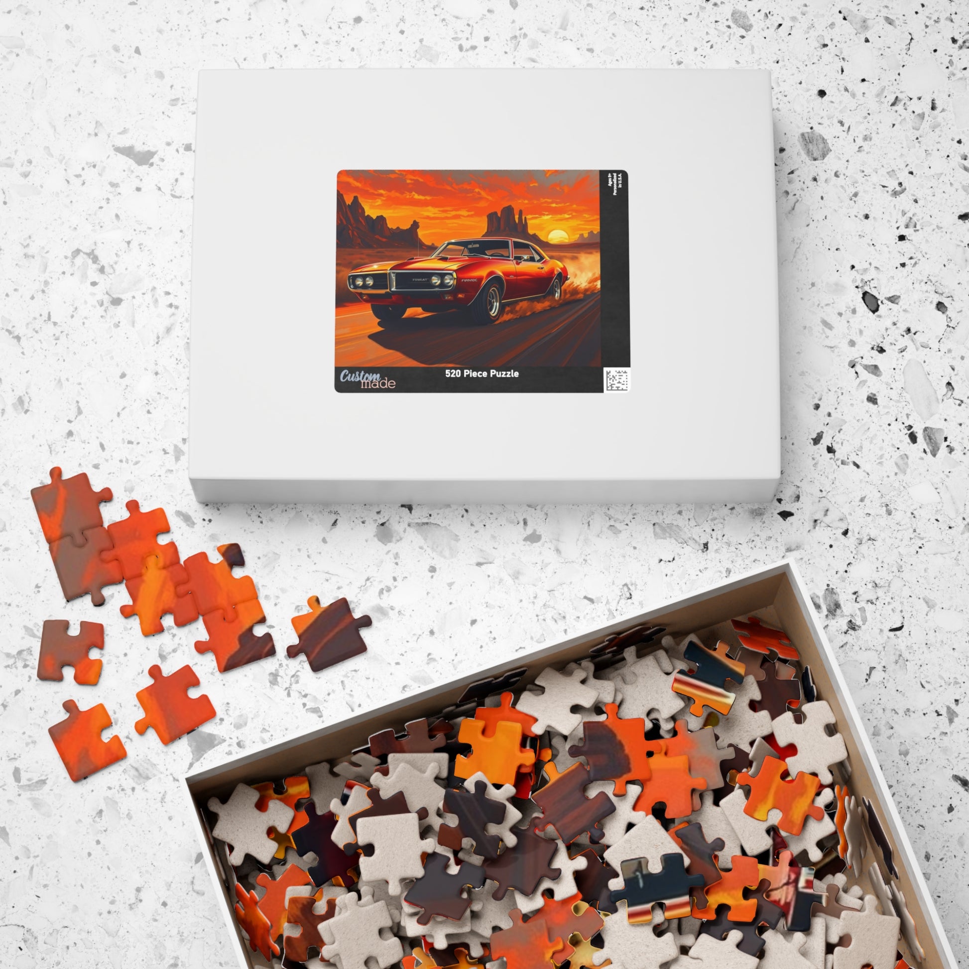 Vintage Muscle Car Jigsaw Puzzle, Classic Red 1967 Pontiac Firebird, Iconic Vehicle in the Desert Scene, Classic Car Enthusiast Gift for Him Puzzle The Puzzle Chest