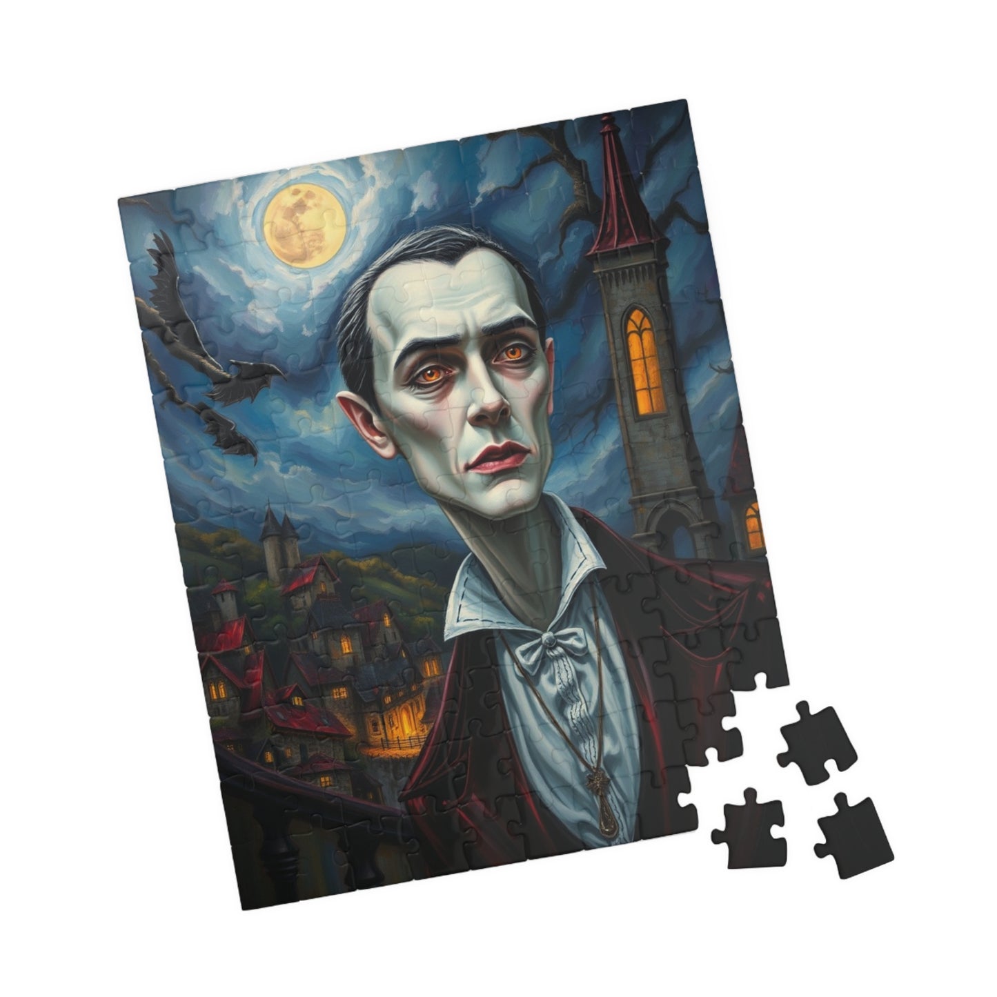 Vampire Gothic Manor Jigsaw Puzzle, Dark Fantasy Stormy Sky Art, Halloween Game, Challenging Adult Toy, Mind-bending Activity, Unique Gift Puzzle The Puzzle Chest