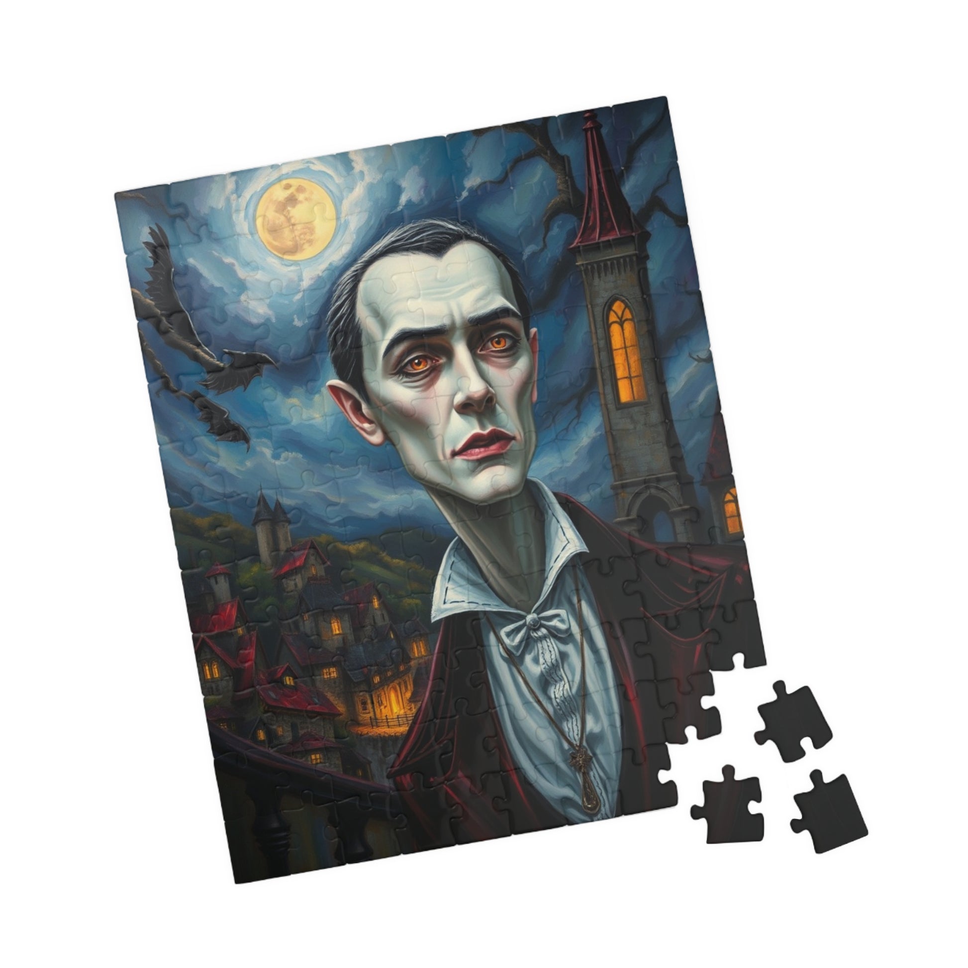 Vampire Gothic Manor Jigsaw Puzzle, Dark Fantasy Stormy Sky Art, Halloween Game, Challenging Adult Toy, Mind-bending Activity, Unique Gift Puzzle The Puzzle Chest