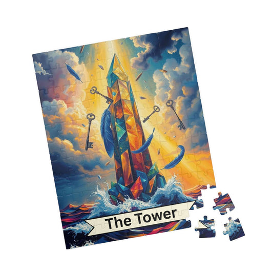 The Tower Jigsaw Puzzle - Tarot Style Game for Family Fun, Holiday Birthday Gift for Puzzle Lovers, Home Decor Activity, Mindfulness 110 pcs (Vertical) Puzzle The Puzzle Chest
