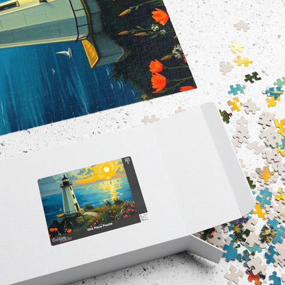 Lighthouse Sunset Seascape Puzzle | Scenic Jigsaw Puzzle Puzzle The Puzzle Chest