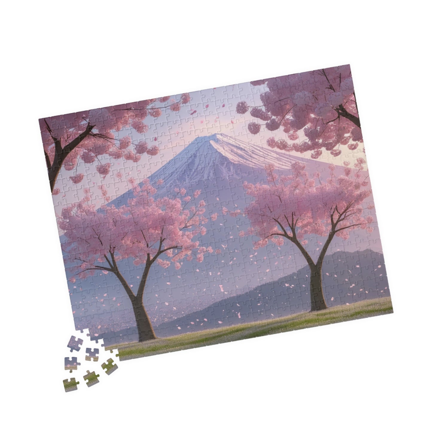 Scenic Mount Fuji Landscape Jigsaw Puzzle, Framed by Cherry Trees and Sakura Blossoms, Honshu Japan Famous Landmark, Gift for Travel Lover Puzzle The Puzzle Chest