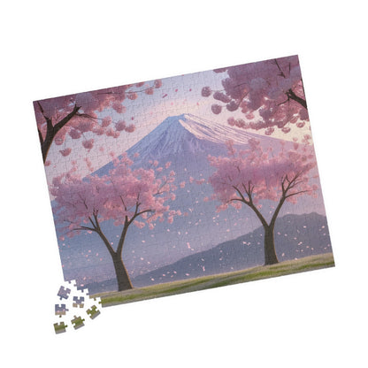 Scenic Mount Fuji Landscape Jigsaw Puzzle, Framed by Cherry Trees and Sakura Blossoms, Honshu Japan Famous Landmark, Gift for Travel Lover Puzzle The Puzzle Chest