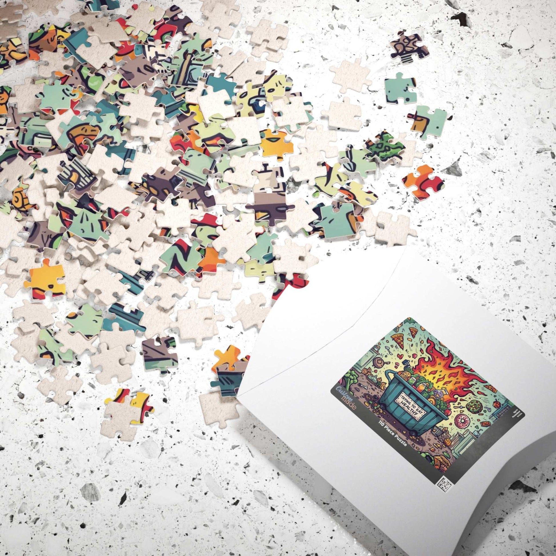 Funny Healthy Eating Jigsaw Puzzle - Dumpster Fire Meme, Family Game Night or Solo Fun, Holiday Birthday Gift, Brain Teaser Puzzle The Puzzle Chest