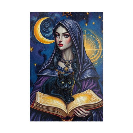 Gothic Tarot Card Puzzle, High Priestess Crescent Moon Swirling Galaxies, 110-1014-piece, Cosmic Celestial Jigsaw Game, Mystical 1014 pcs (Vertical) Puzzle The Puzzle Chest