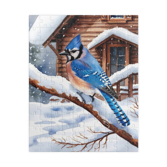 Jigsaw Puzzle, Blue Jay Perched on Branch Against Snow, 110 252 520 1014-Piece, Fun Family Activity, Relaxing Hobby, Christmas Gift, Winter 110 pcs (Vertical) Puzzle The Puzzle Chest
