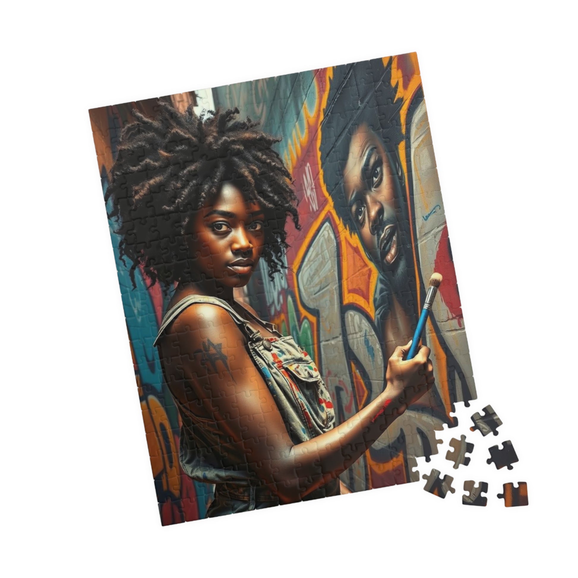 Graffiti Jigsaw Puzzle - Black Art Urban Street Scene, African American Woman Artwork, Afrocentric Gift for Artists and Art Lovers, Unique Puzzle The Puzzle Chest