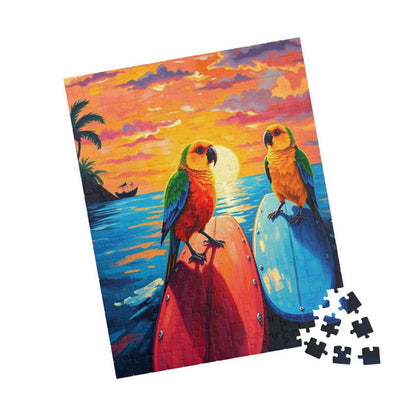 Surfside Flock Jigsaw Puzzle - Tropical Birds on the Waves, Parrots Puzzle, Gift for Animal Puzzle Lover, Family Game Night, Beach Decor Puzzle The Puzzle Chest
