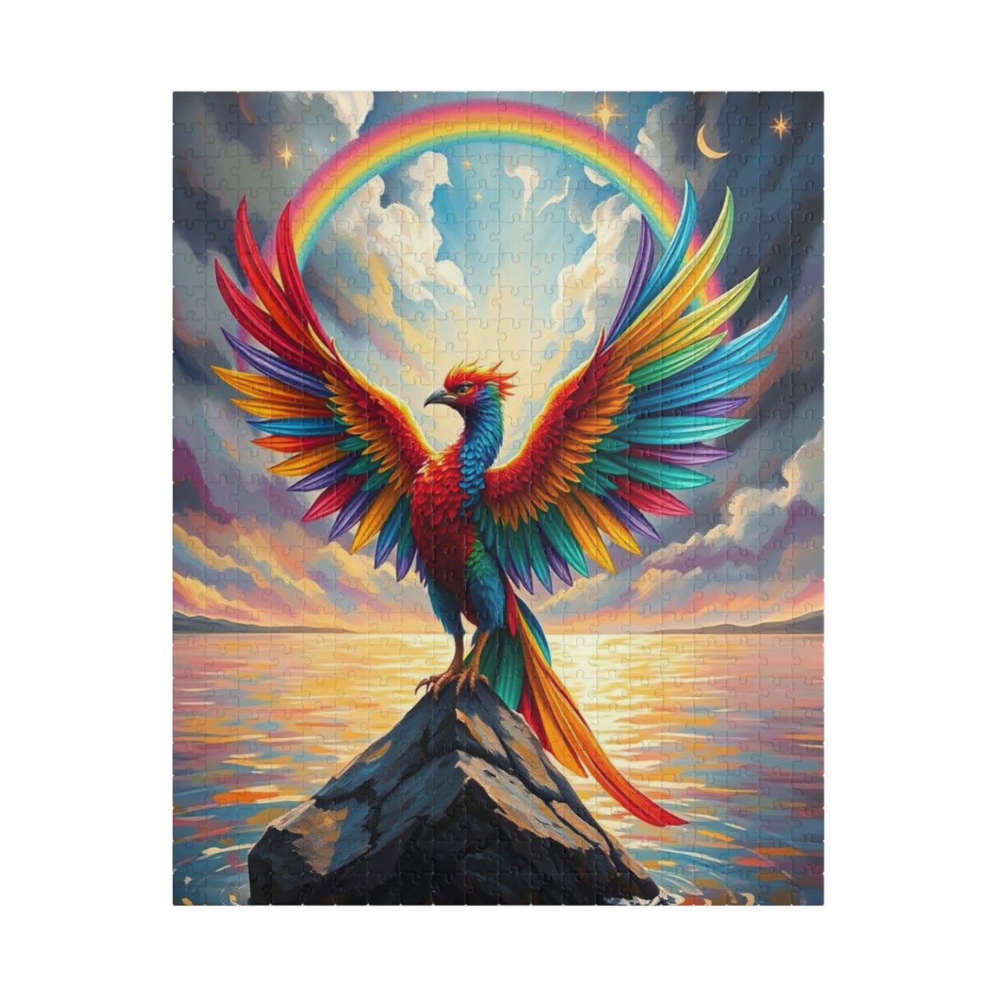 Rise in Rainbow Flame Jigsaw Puzzle, Colorful Phoenix Puzzle, Firebird Puzzle, LGBTQ Gift for Adult Pride Month Birthday Holiday Fun 520 pcs (Vertical) Puzzle The Puzzle Chest