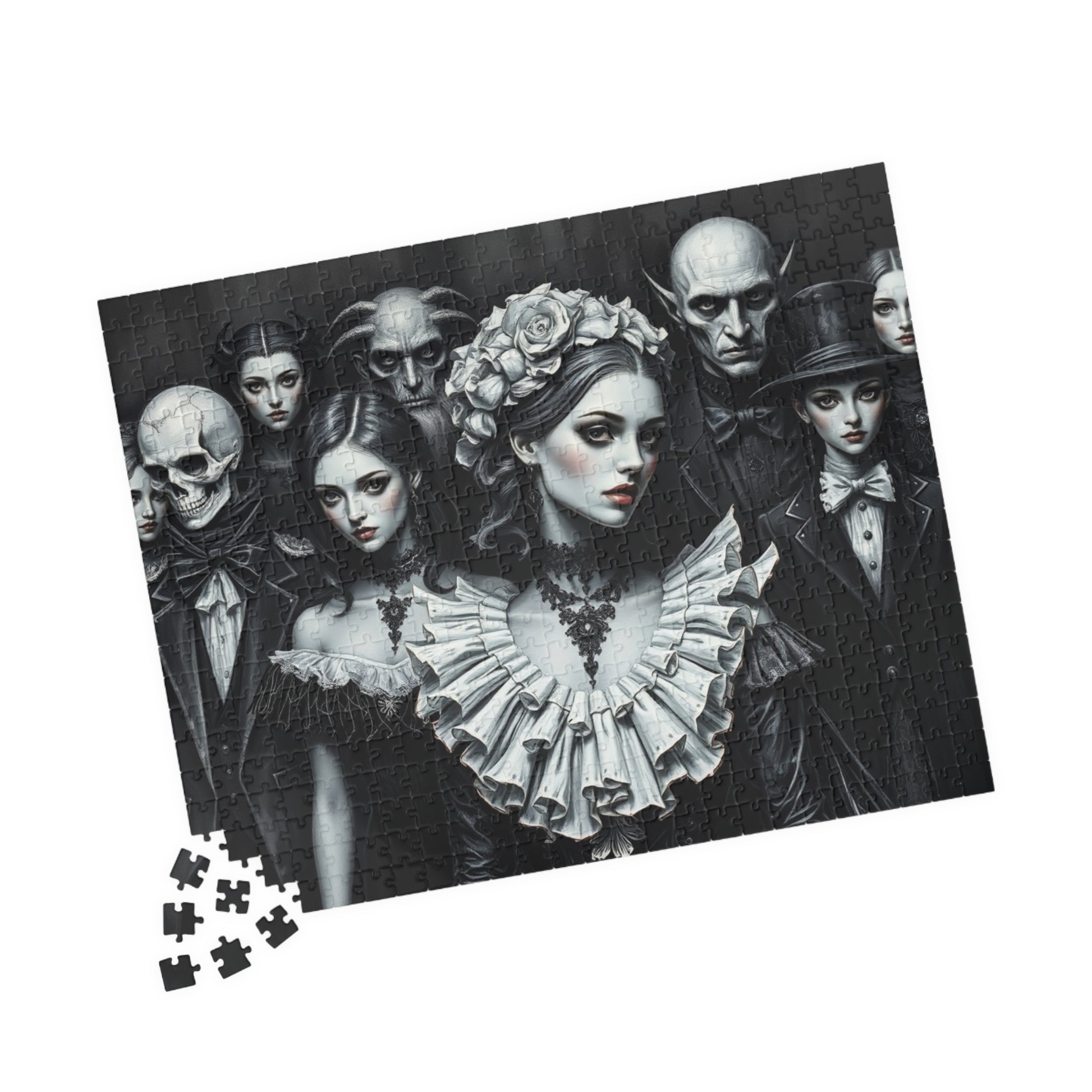 Elegant Gothic Art Puzzle - Enchanting 110/252/520/1014-piece Mystical Collectible, Halloween Gift for Art Lovers, Mindfulness Activity The Puzzle Chest