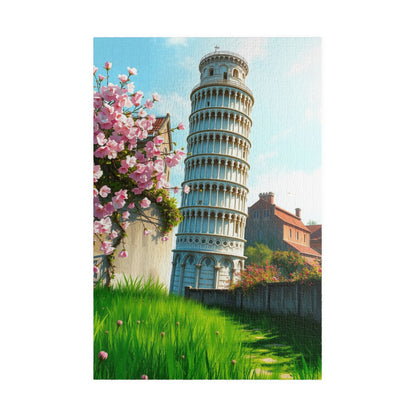 Leaning Tower of Pisa Puzzle, Famous Landmark Cherry Blossoms 110-1014 Piece Jigsaw Game, Spring Scene Tuscany Italy, Family Activity, Hobby 1014 pcs (Vertical) Puzzle The Puzzle Chest