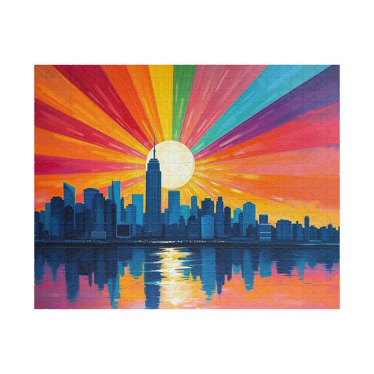 Radiant Horizon Jigsaw Puzzle, Rainbow Pride Puzzle, Colorful City Sunset Puzzle, Pride Month Gift for Friend, Solo Fun or Family Activity 520 pcs (Horizontal) Puzzle The Puzzle Chest