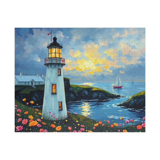 Lighthouse Coastal Scene Puzzle | Scenic Ocean Jigsaw