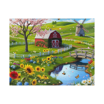 Spring Farm Puzzle, Scenic Landscape Farmhouse Jigsaw Game 110-1014 Pieces, Nature Lover Gift, Family Activity, Creative Hobby 252 pcs (Horizontal) Puzzle The Puzzle Chest