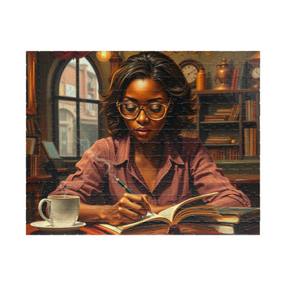 African American Woman Reading Jigsaw Puzzle, Black Art Afrocentric Puzzle Lover Gift for Bookworms, Friends, Family Fun, Mindful Home Entertainment 252 pcs (Horizontal) Puzzle The Puzzle Chest