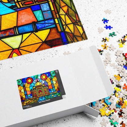 Taj Mahal Jigsaw Puzzle, Stained Glass Style Iconic Landmark Tabletop Game, Family Entertainment Quiet Time Activity, Hobby Puzzle Lover Puzzle The Puzzle Chest