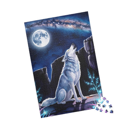 Mythical Jigsaw Puzzle - Wolf Howling at the Moon, 110/252/520/1014 Piece Animal Fun Family Tabletop Game, Best Unique Gift, Puzzle Lover