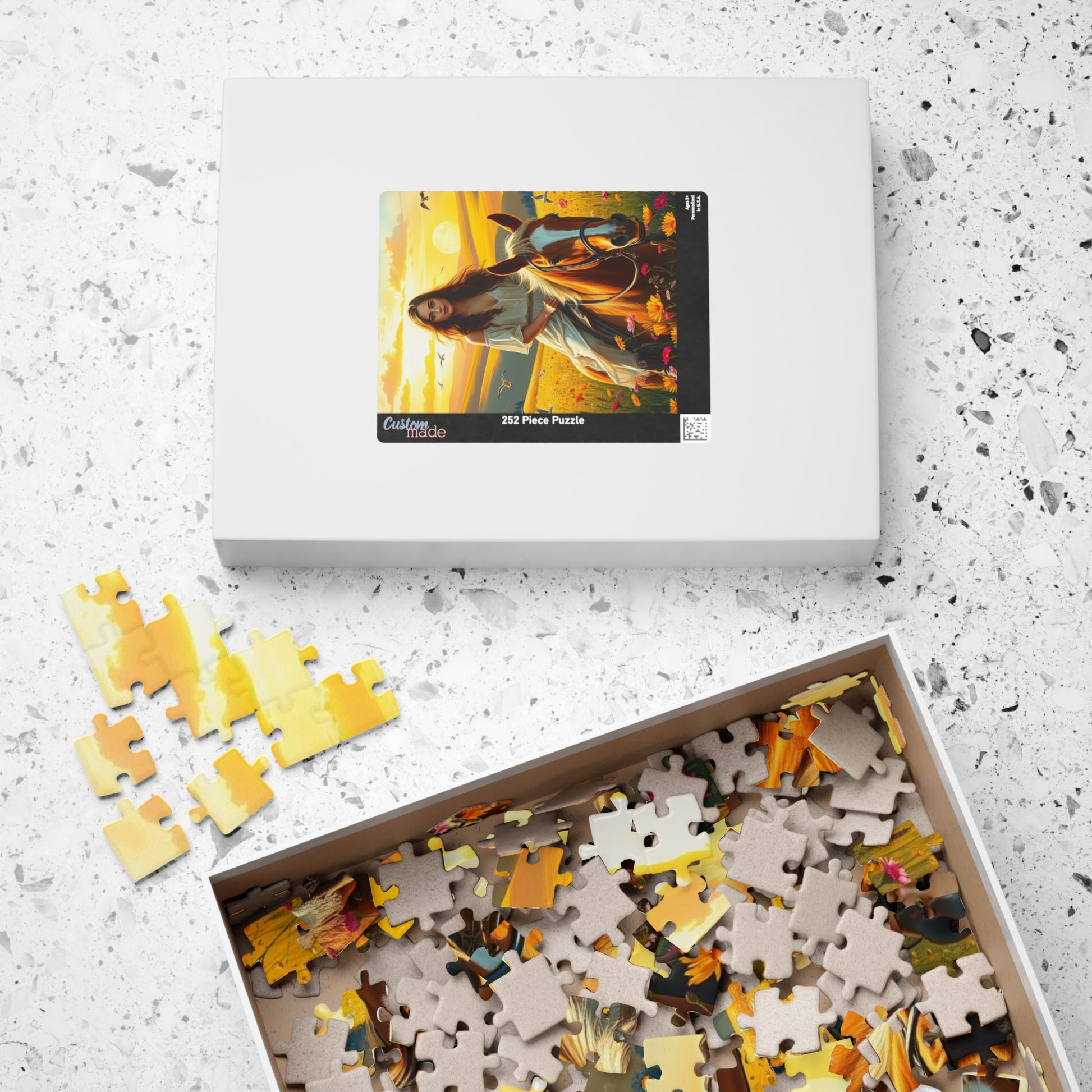 Woman on Horseback in Sunlit Wildflower Field Puzzle, Equestrian Horse Scene Jigsaw Game, Mindful Activity, Puzzle Animal and Art Lover Gift Puzzle The Puzzle Chest