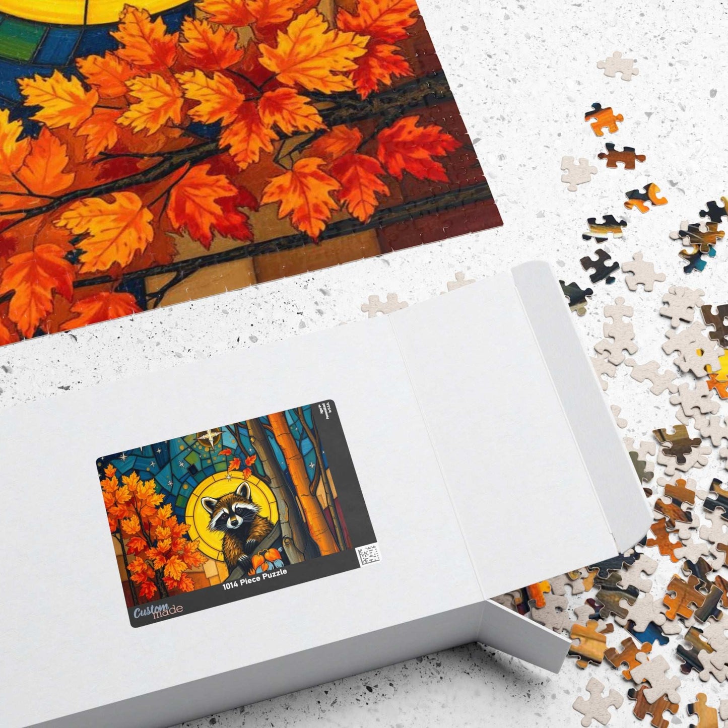 Autumn Woodland Raccoon Puzzle - 110, 252, 520, 1014-piece, Perfect for Family Fun, Cozy Nights In, Gifts, Home Decor, Fall Celebrations