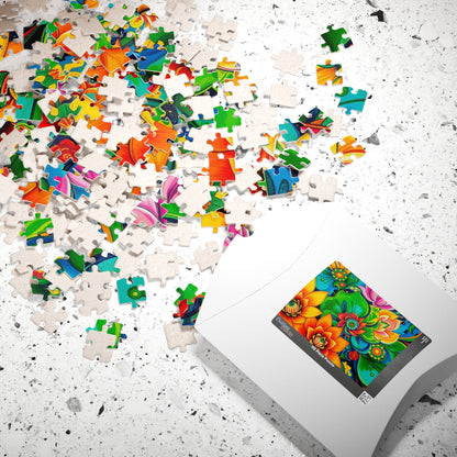 Colorful Floral Puzzle Art, Abstract Jigsaw Game, Family Fun, Friend Gift for Flower Lovers, Home Entertainment Activity, Mindful Puzzle The Puzzle Chest