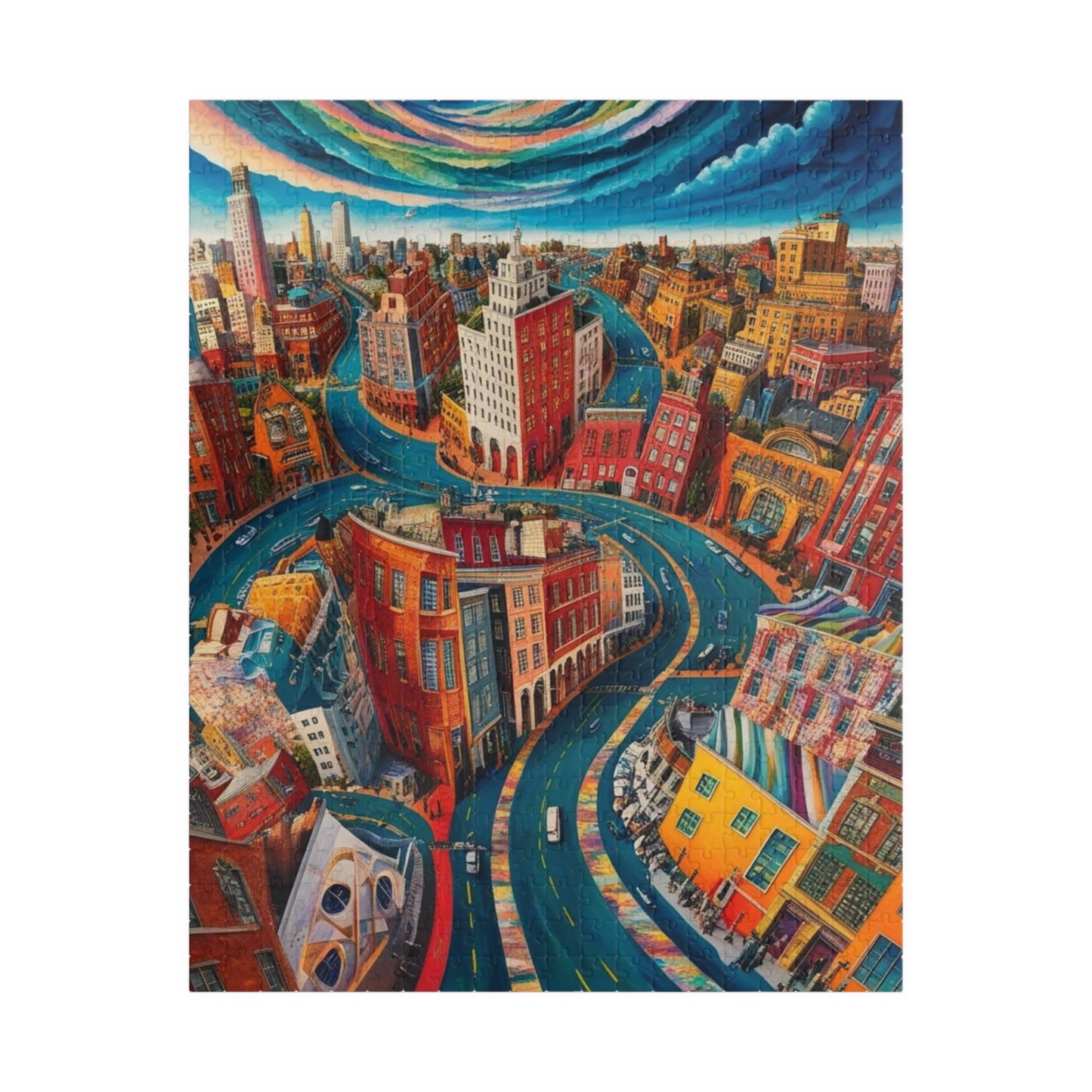 Surreal Cityscape Puzzle - 110, 252, 520, 1014-Piece, Fun Gift for Puzzle Lovers, Unique Wall Art, Family Game Night, Creative Art Therapy 520 pcs (Vertical) Puzzle The Puzzle Chest