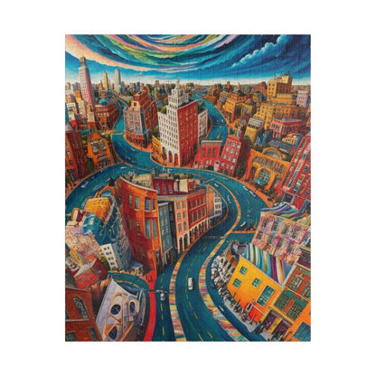 Surreal Cityscape Puzzle - 110, 252, 520, 1014-Piece, Fun Gift for Puzzle Lovers, Unique Wall Art, Family Game Night, Creative Art Therapy 520 pcs (Vertical) Puzzle The Puzzle Chest