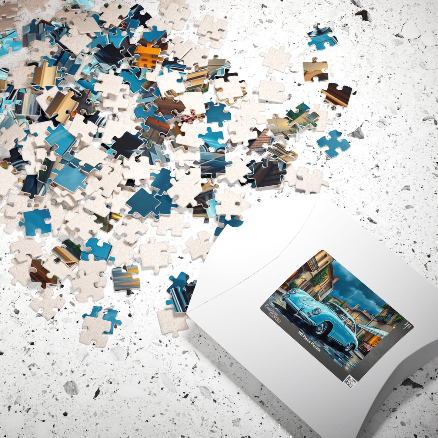 Classic Car Puzzle - Pastel Blue 1955 Vintage Vehicle Jigsaw Game Puzzle The Puzzle Chest