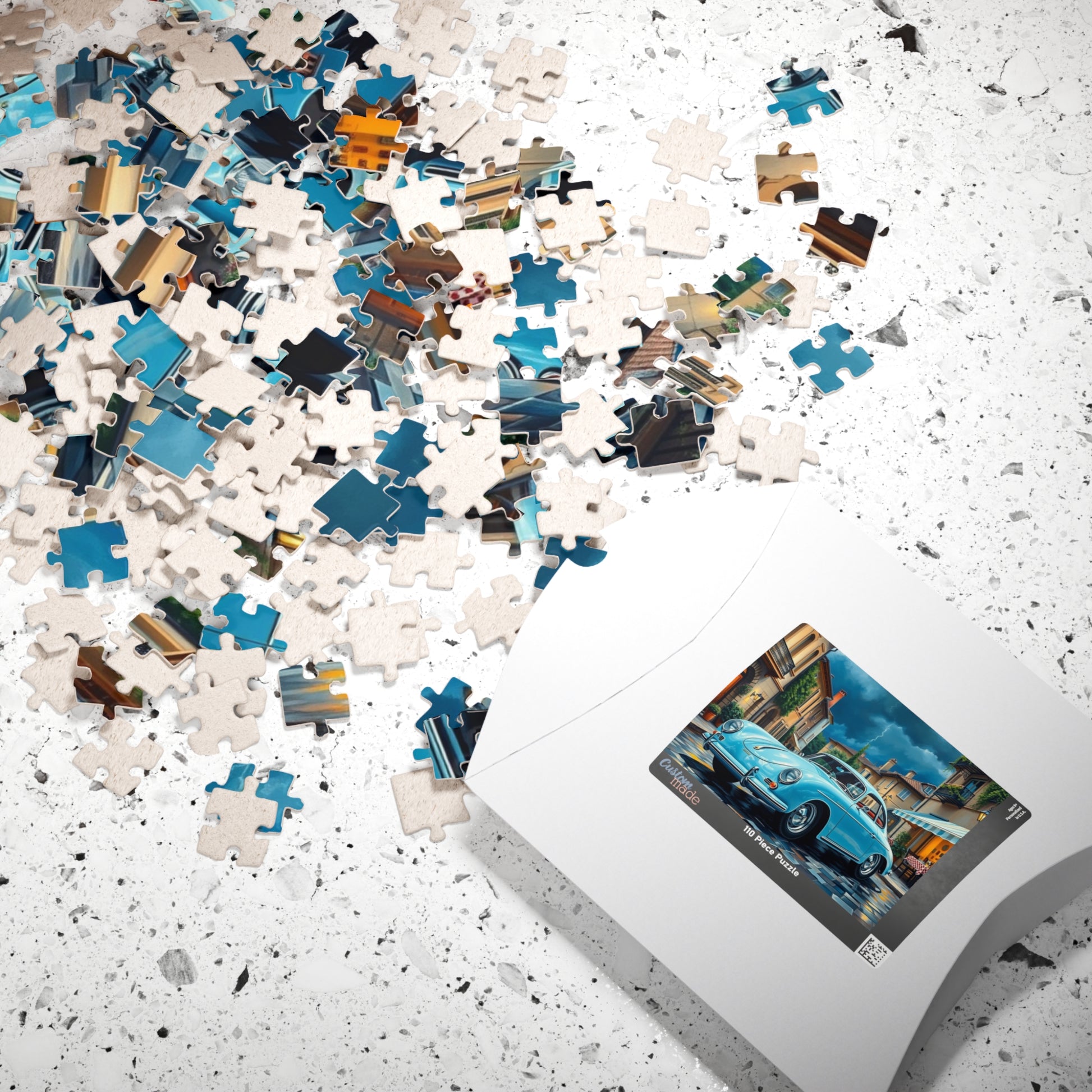 Classic Car Puzzle - Pastel Blue 1955 Vintage Vehicle Jigsaw Game Puzzle The Puzzle Chest