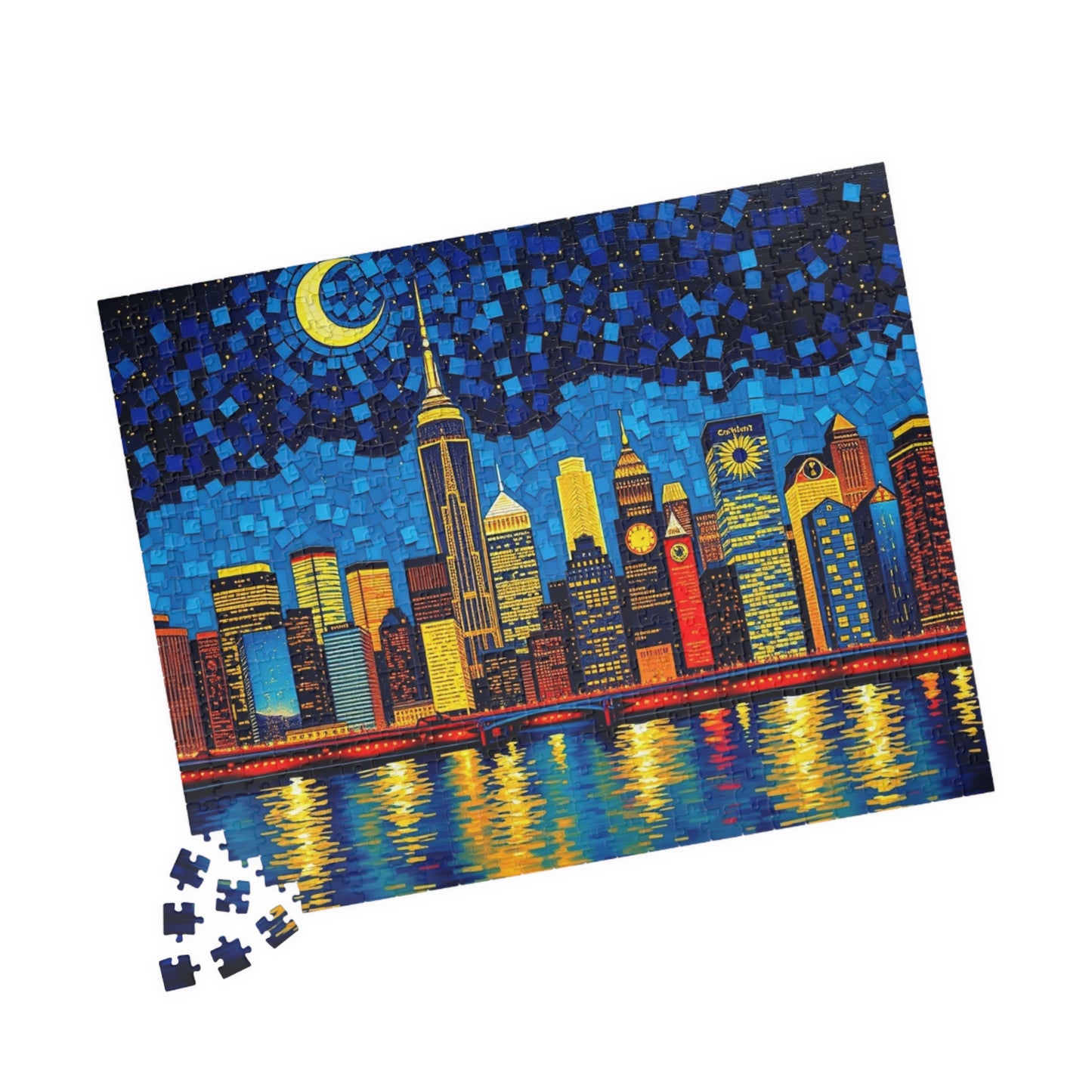 Mosaic Starry Night Skyline Jigsaw Puzzle Puzzle The Puzzle Chest