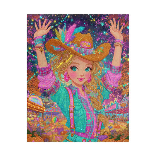Confetti Skies & Cowgirl Vibes Jigsaw Puzzle, 1980s Neon Cowgirl Game for Family Gatherings, Solo Hobby, Gift for Puzzle Lover Puzzle The Puzzle Chest