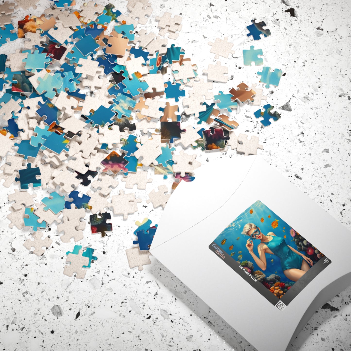 Puzzle, Woman Snorkeling on Coral Reef, Jigsaw Game for Adults, 110/252/520/1014-piece, Relaxing Activity, Mindfulness Gift, Ocean Scene Puzzle The Puzzle Chest