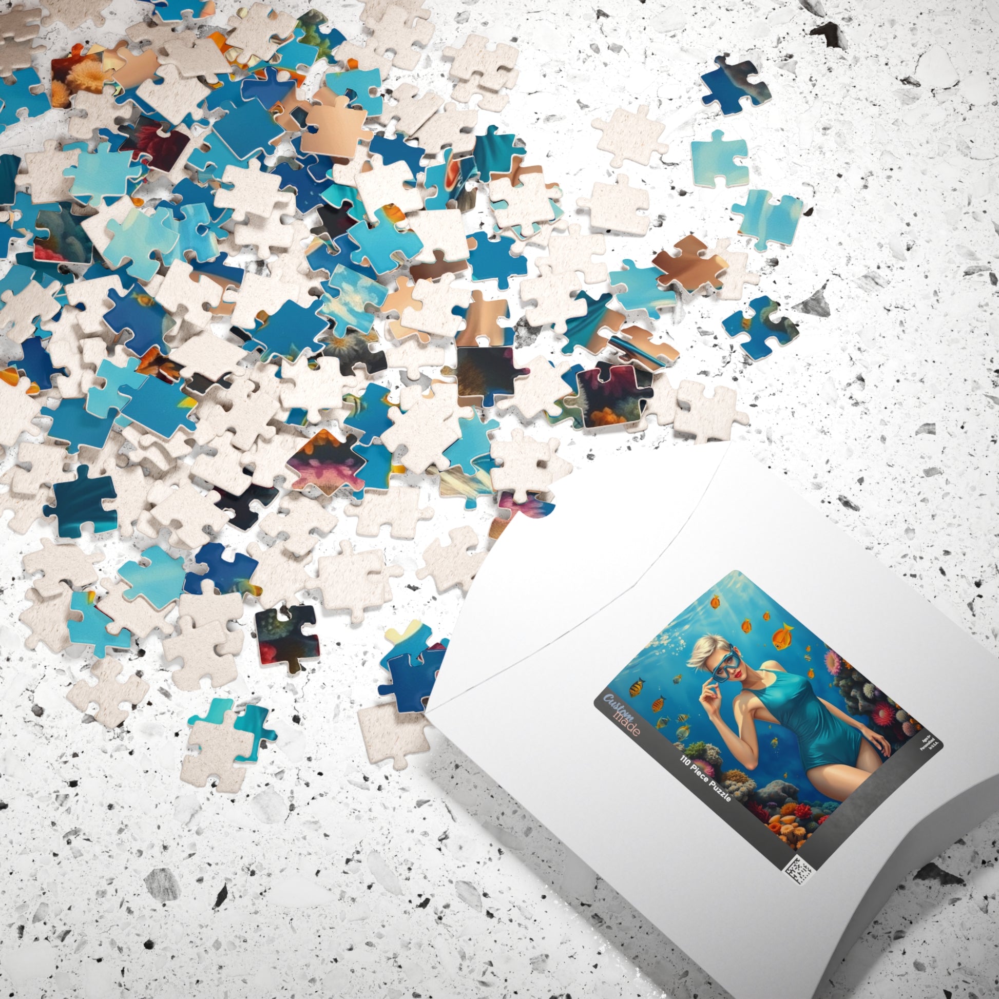 Puzzle, Woman Snorkeling on Coral Reef, Jigsaw Game for Adults, 110/252/520/1014-piece, Relaxing Activity, Mindfulness Gift, Ocean Scene Puzzle The Puzzle Chest