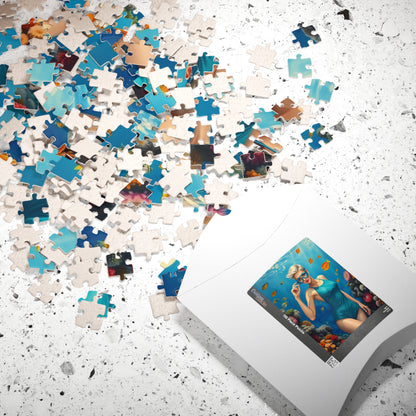 Puzzle, Woman Snorkeling on Coral Reef, Jigsaw Game for Adults, 110/252/520/1014-piece, Relaxing Activity, Mindfulness Gift, Ocean Scene Puzzle The Puzzle Chest