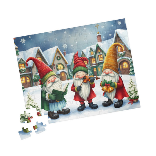 Christmas Caroler Gnome Puzzle - Holiday Theme Mythical Jigsaw Game Puzzle The Puzzle Chest
