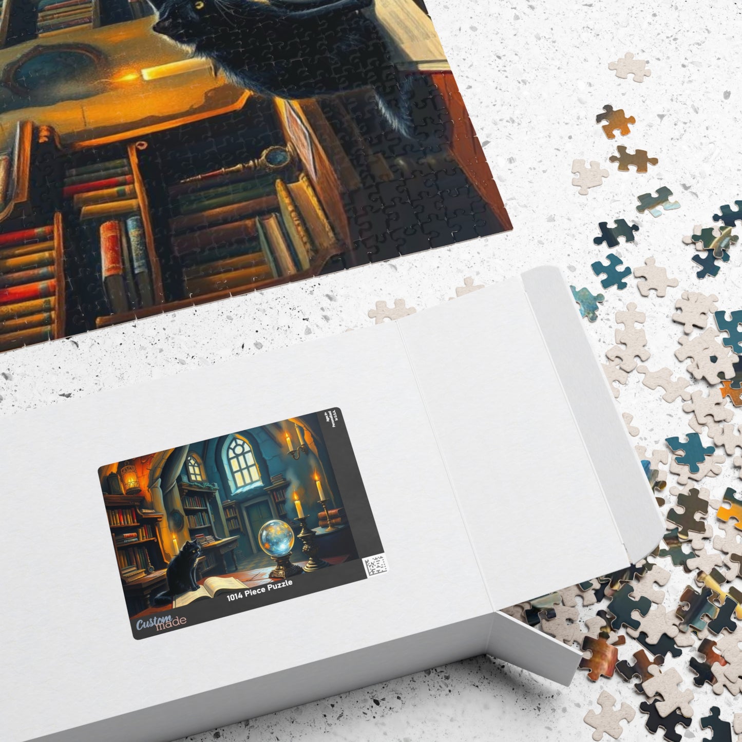 Mystical Library Puzzle, Enchanting Artwork Jigsaw, Cozy Game Night Activity, Cat Lovers Gift Puzzle The Puzzle Chest