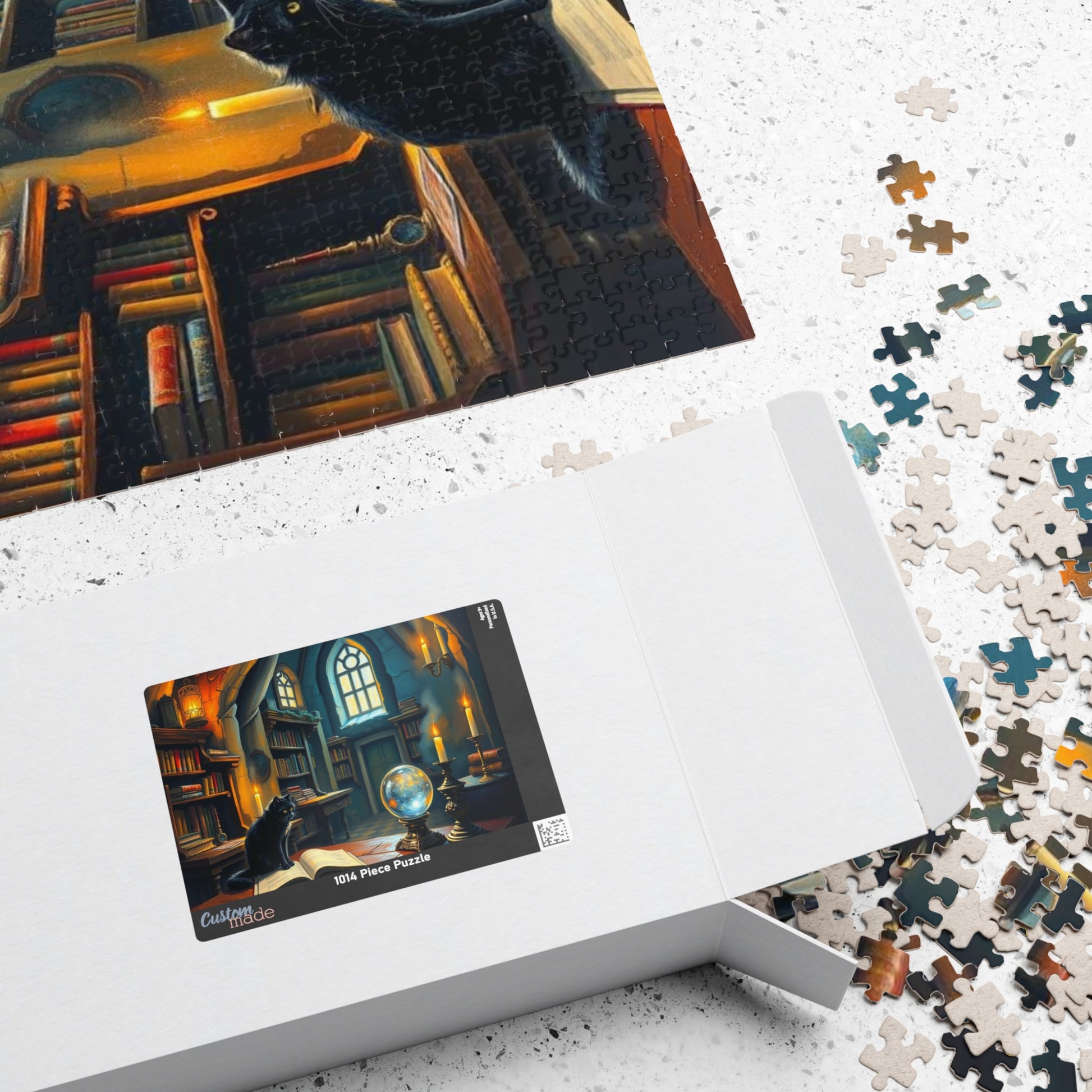 Mystical Library Puzzle, Enchanting Artwork Jigsaw, Cozy Game Night Activity, Cat Lovers Gift Puzzle The Puzzle Chest