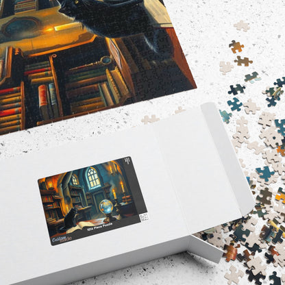 Mystical Library Puzzle, Enchanting Artwork Jigsaw, Cozy Game Night Activity, Cat Lovers Gift Puzzle The Puzzle Chest